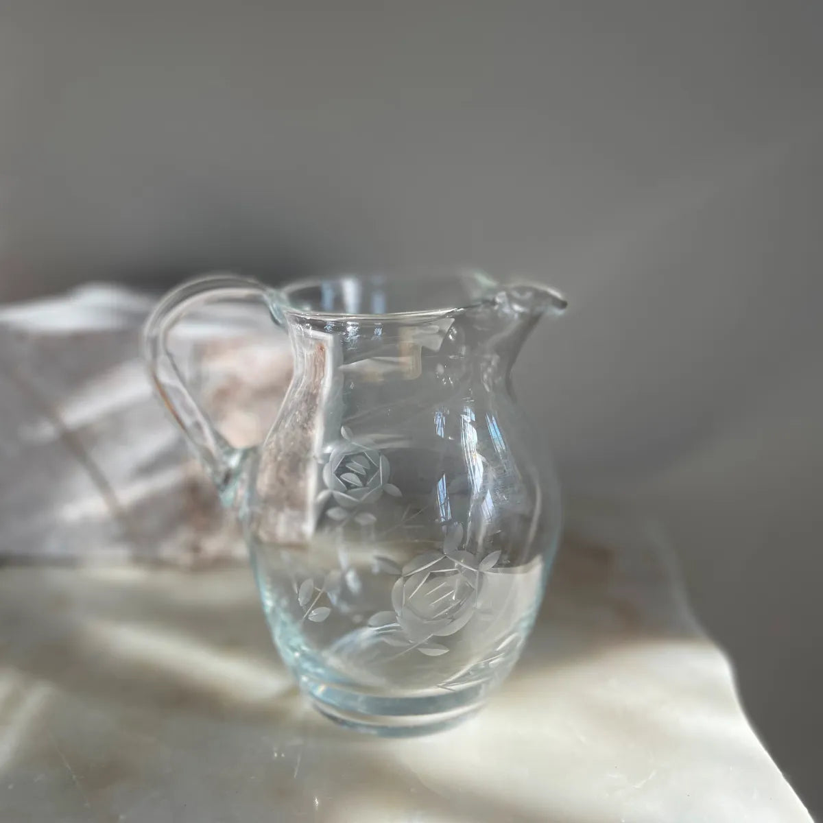 Mini Etched Glass Pitcher